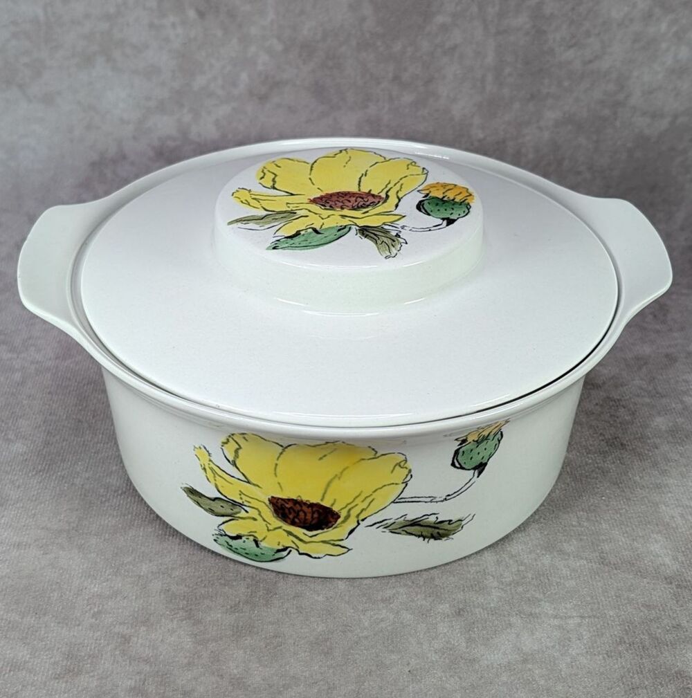 Vintage Johnson Bros Sierra Ironstone Casserole Dish Yellow Floral England